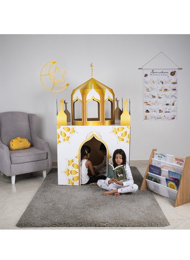 HilalFul Cardboard Gold Mosque Playhouse - | DIY Activity for Kids | Imaginative Play | For Indoor Play | Islamic Gift for Kids and Children | Eduactional and Learning Toy | Easy To Assemble - Image 2